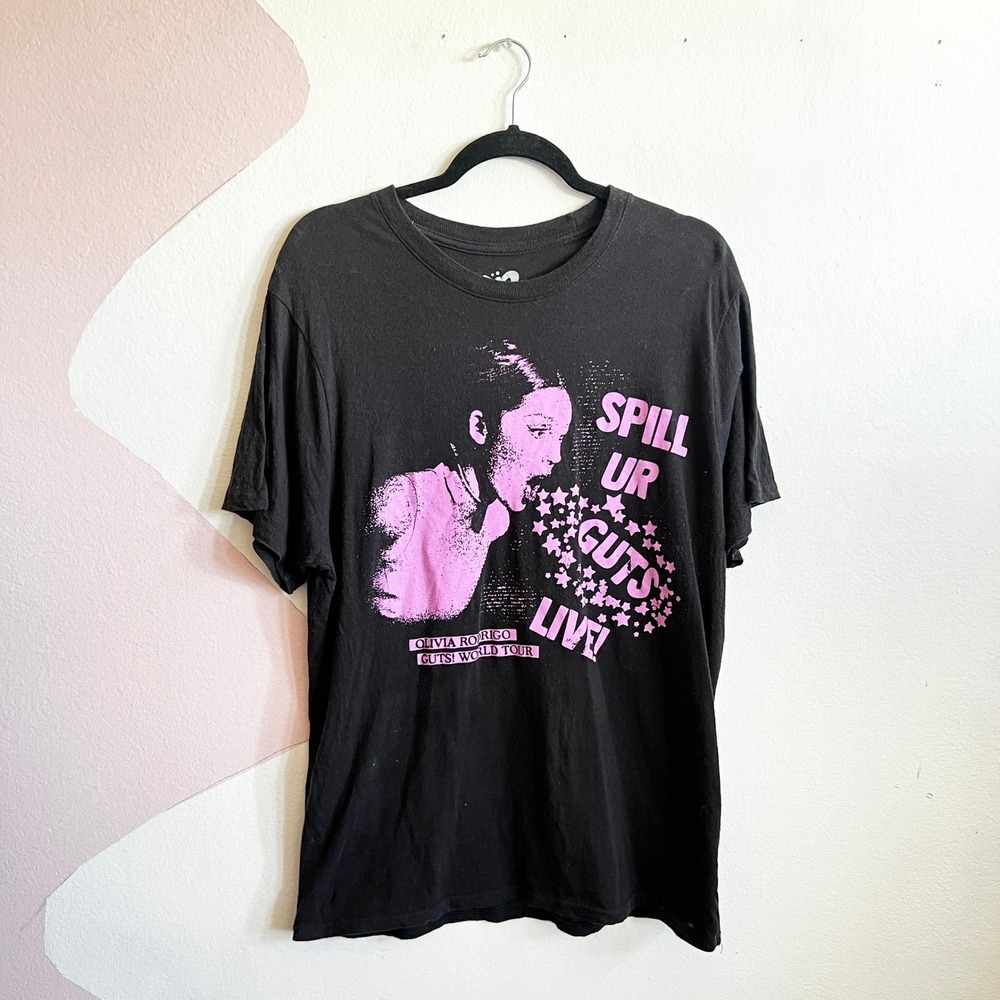 Olivia Rodrigo‎ T Shirt Adult Large Black Purple Spill Your Guts Out World Tour